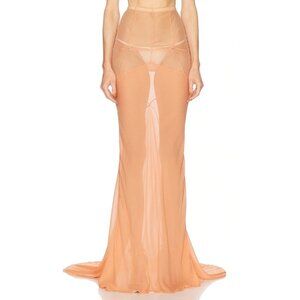 THE ATTICO Long Skirt in Peach Orange Maxi